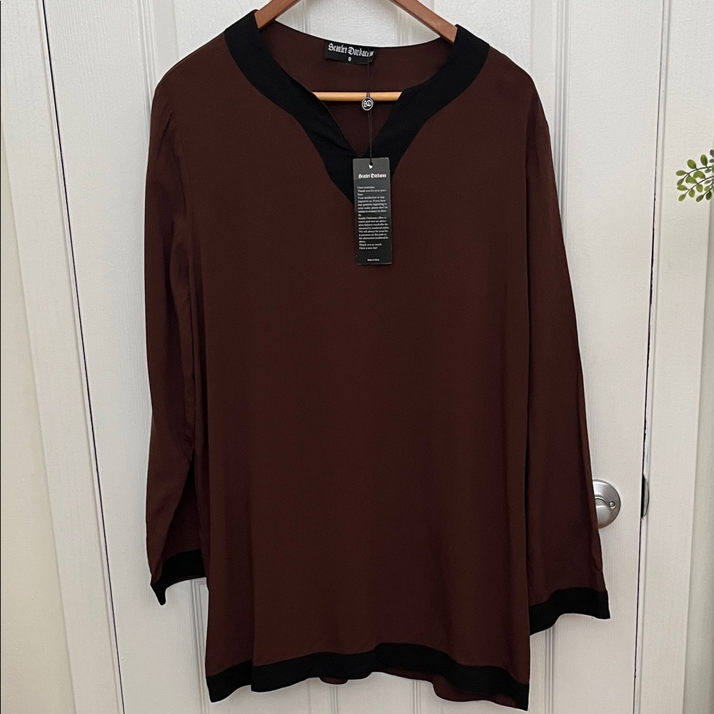 Scarlet Darkness Renaissance Brown Top with Black Trim